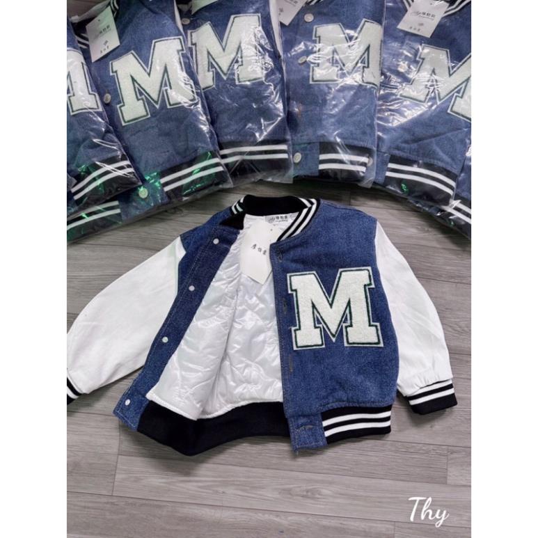 Áo khoác jean bomber phối kaki trần bông chữ M hot