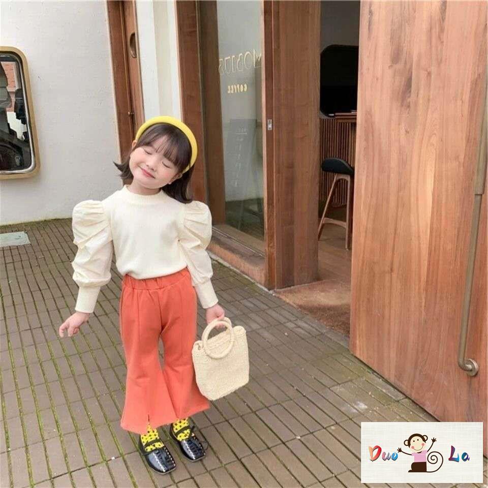 Áo Thun Tay Dài Phồng Cổ Cao Thời Trang Mùa Thu 2023 Dành Cho Bé Gái