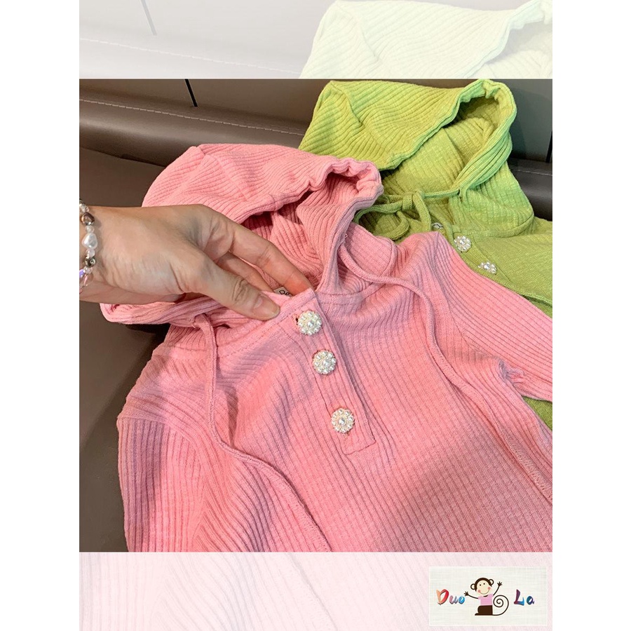 Áo Thun Dệt Kim Tay Dài Phong Cách Đường Phố Hàn Quốc Thời Trang Mùa Thu 2023 Mới Cho Bé Gái