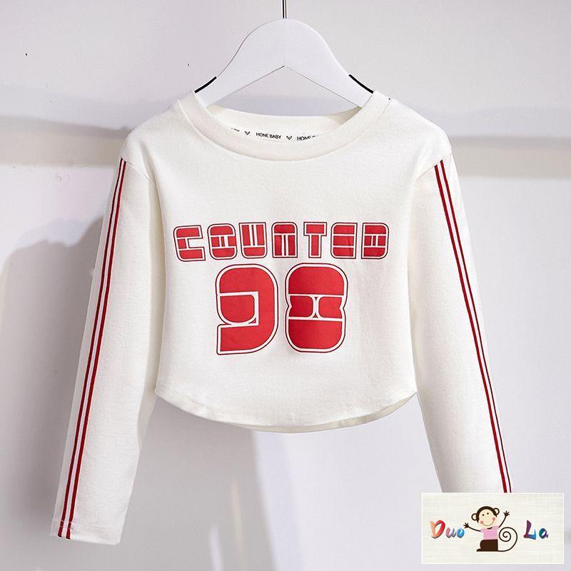 Doula Áo Thun cotton Tay Dài Cổ Tròn Thời Trang Mùa Thu Cho Bé Gái