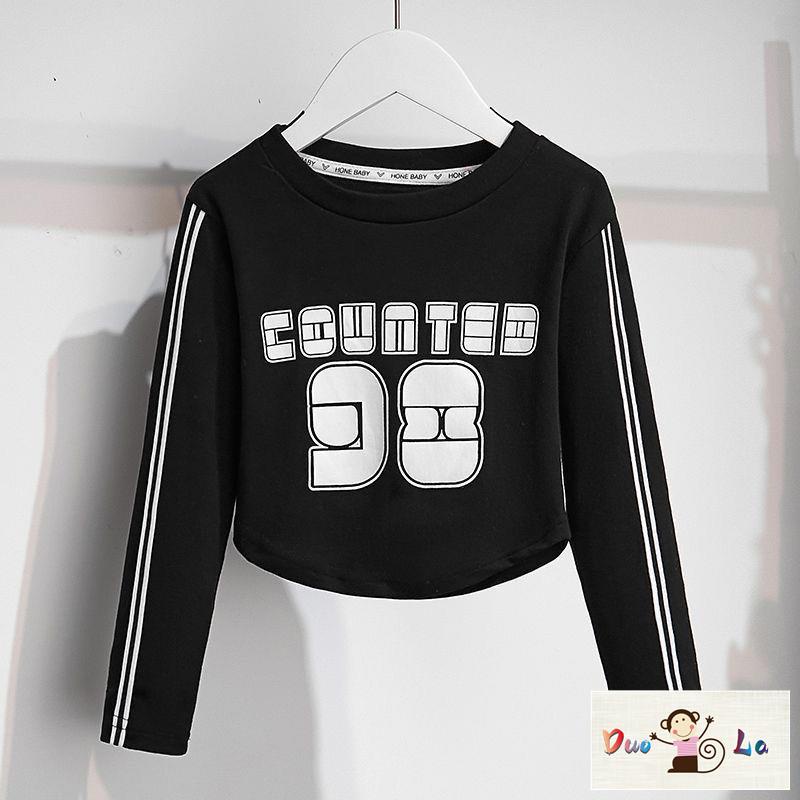 Doula Áo Thun cotton Tay Dài Cổ Tròn Thời Trang Mùa Thu Cho Bé Gái