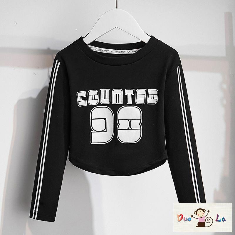 Doula Áo Thun cotton Tay Dài Cổ Tròn Thời Trang Mùa Thu Cho Bé Gái