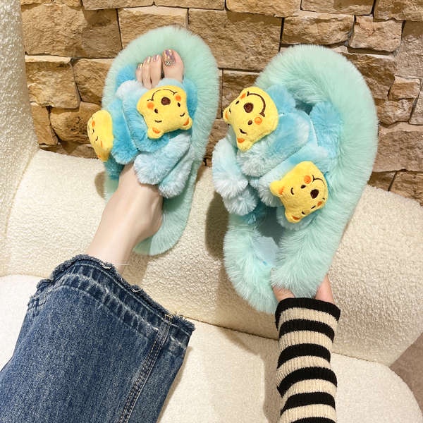 Dép Lê Bông Hở Ngón Hình Gấu Pooh Hoạt Hình Đáng Yêu Thời Trang 2023