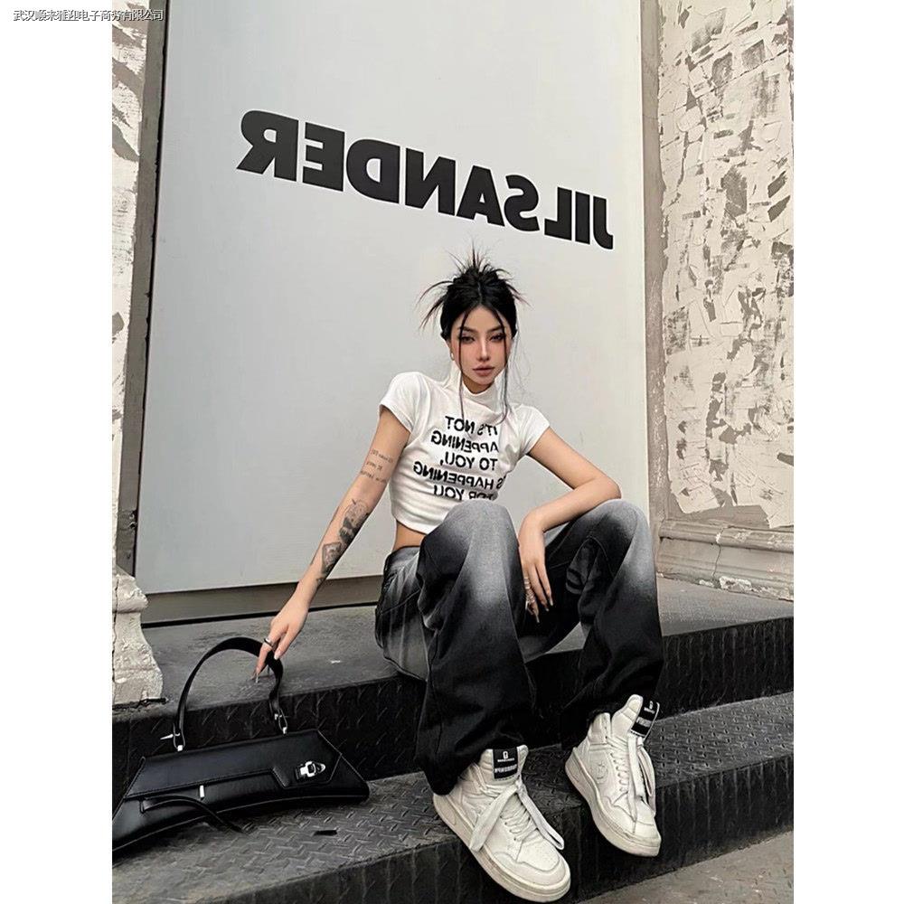 Quần Jean Đen Dáng Rộng Phong Cách Đường Phố Mỹ Thời Trang Mùa Hè Cho Nam Và Nữ