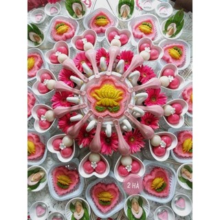 Chén tim nhựa , muổng sứ hồng