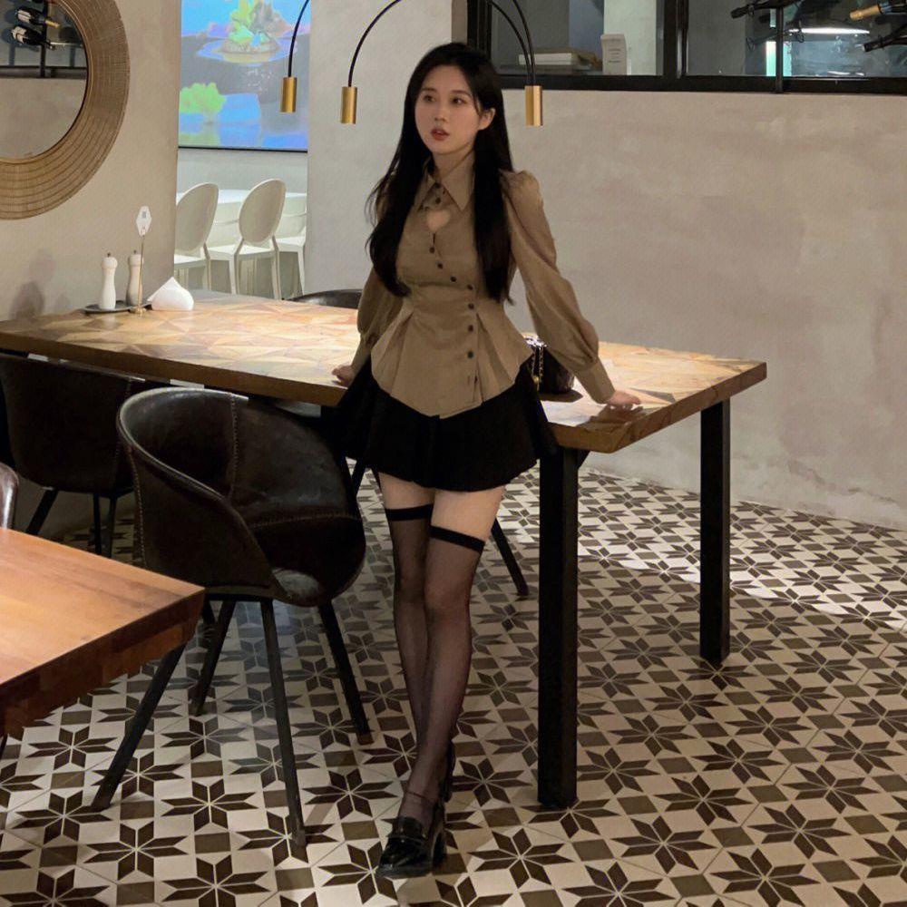 Bộ Áo Sơ Mi + Chân Váy Xếp Ly Lưng Cao Thời Trang Xuân Thu 2023 Dành Cho Nữ