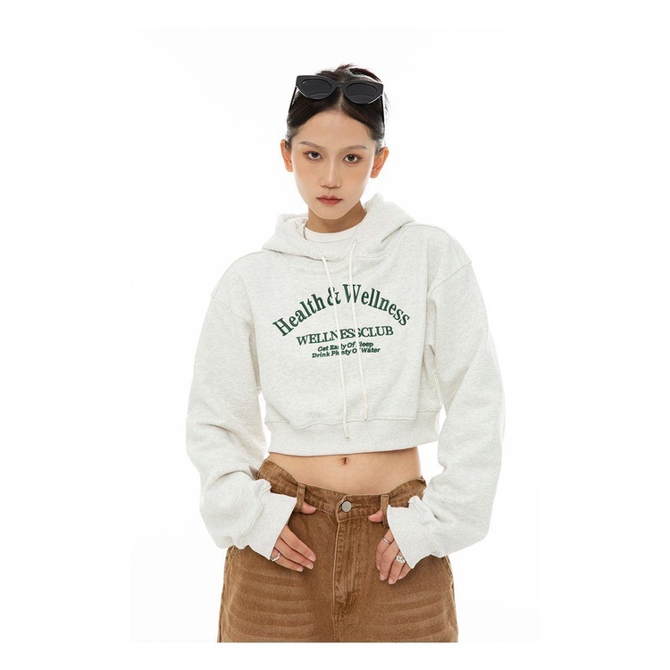 Áo Hoodie Lửng Tay Dài Phong Cách Thể Thao Thời Trang Mùa Thu Cho Nữ