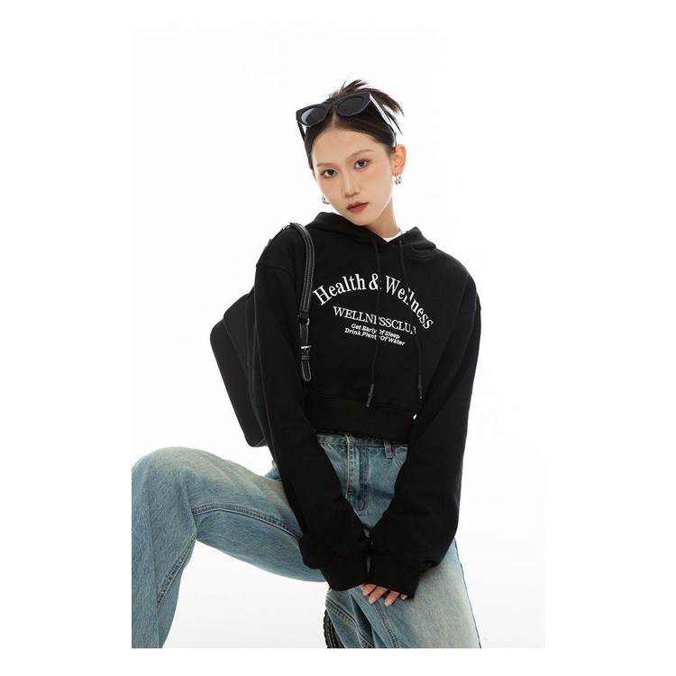 Áo Hoodie Lửng Tay Dài Phong Cách Thể Thao Thời Trang Mùa Thu Cho Nữ