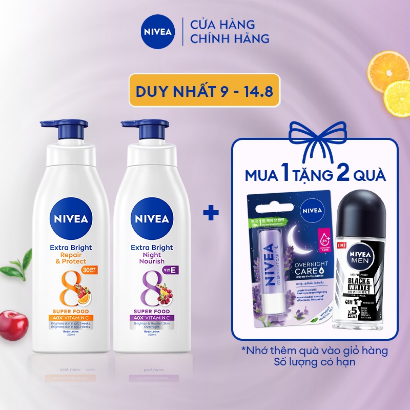 [Mã COSNI251 giảm 8% đơn 250K] Bộ đôi Sữa dưỡng thể phục hồi & trắng da Ngày  & Đêm (350ml) NIVEA (88311+98412)