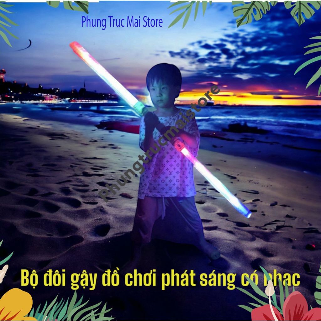 Siêu phẩm Gậy thắp sáng lấp láy 7 màu, có nhạc, cùng lồng đèn trung thu cho bé trai - công cụ giải trí trẻ con độc đáo