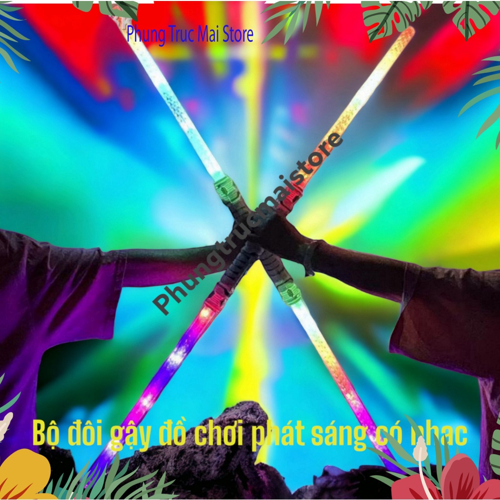 Siêu phẩm Gậy thắp sáng lấp láy 7 màu, có nhạc, cùng lồng đèn trung thu cho bé trai - công cụ giải trí trẻ con độc đáo