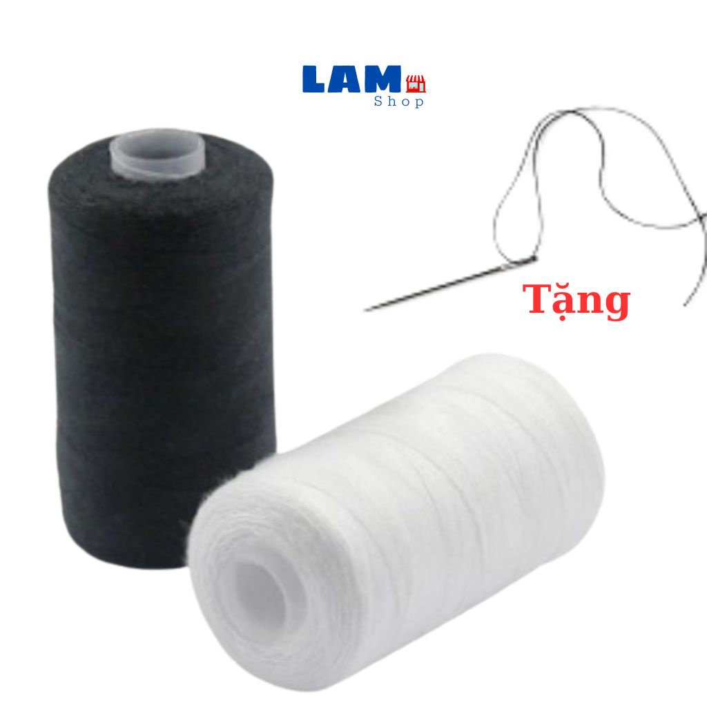 Cuộn chỉ may đen, trắng tặng kèm kim may (Mỗi đơn tặng 1 cây kim) - LAM SHOP VN