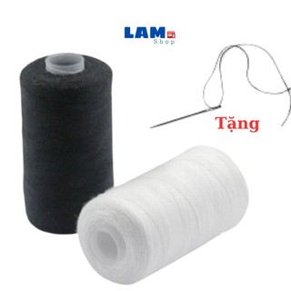Cuộn chỉ may đen, trắng tặng kèm kim may - lam shop vn