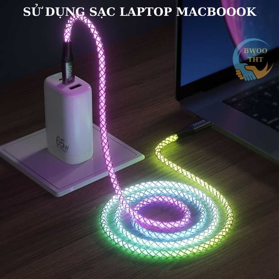 Dây Sạc Nhanh Tyc To Tyc  BWOO Cáp Sạc Nhanh Phát Sáng Cho Samsung Oppo Xiaomi Vivo..Laptop Macbook