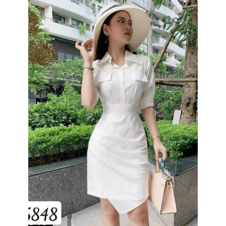 ĐẦM BODY NỮ CỔ SƠ MI PHỐI TÚI NGƯC ĐẸP SANG THỜI TRANG (MẪU MỚI)