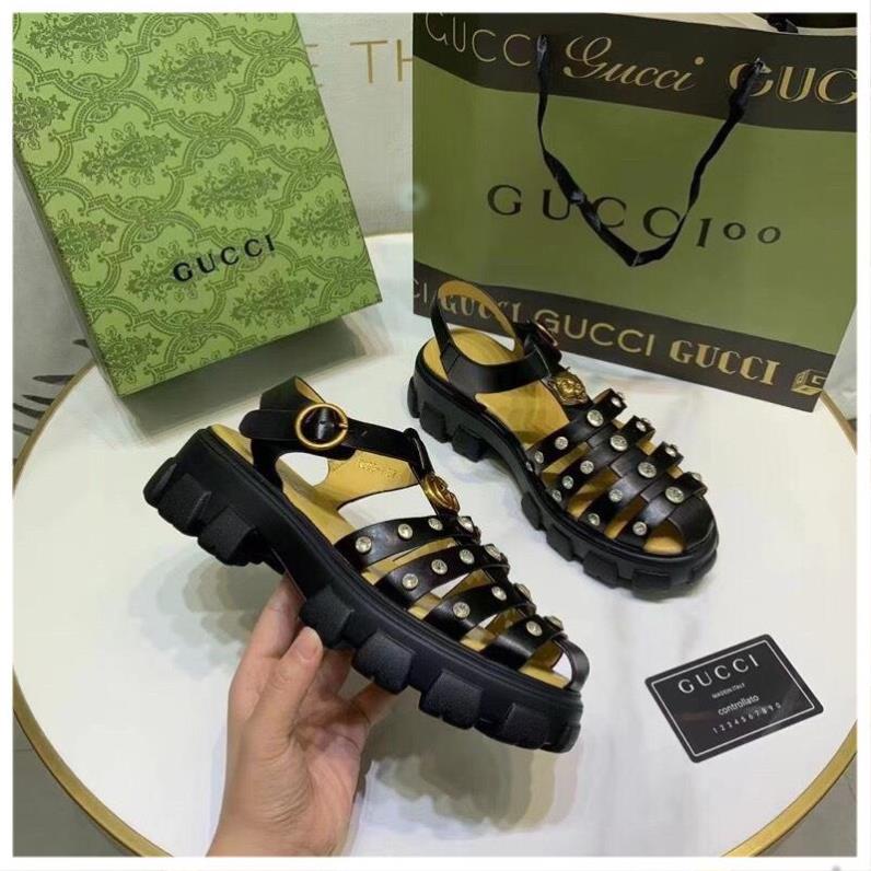 Sandal nữ dáng rọ đính đá nâng đế 6cm,siêu nhẹ. mix đồ auto chất. hàng loiaj 1 full box .