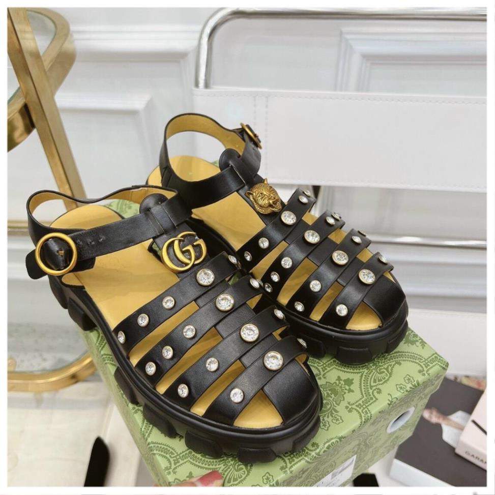 Sandal nữ dáng rọ đính đá nâng đế 6cm,siêu nhẹ. mix đồ auto chất. hàng loiaj 1 full box .