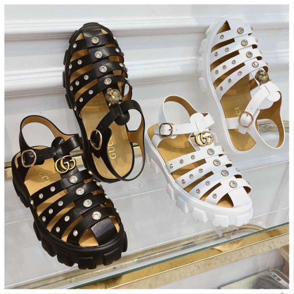 Sandal nữ dáng rọ đính đá nâng đế 6cm,siêu nhẹ. mix đồ auto chất. hàng loiaj 1 full box .