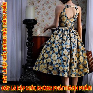 Rập Giấy WW076 - Đầm vintage khoét cổ sau