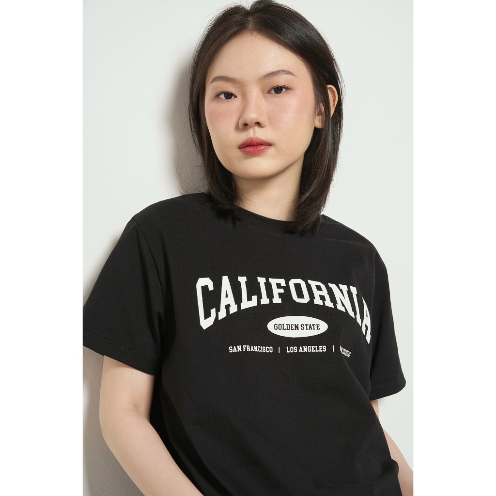 DOTTIE - Áo thun in chữ Cali - Đen - Freesize - T0723