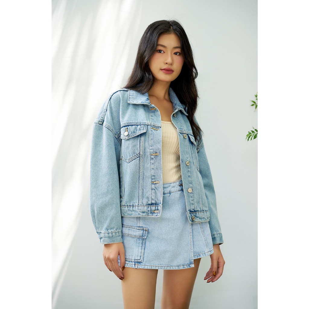 DOTTIE - Áo khoác denim lửng dáng rộng - T0727