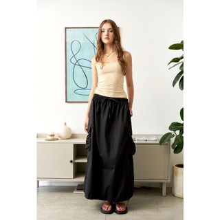 Dottie - chân váy midi xếp phồng - đen - s0174