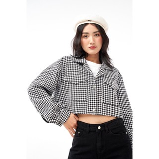 Dottie - áo khoác họa tiết houndstooth nữ đen t0601