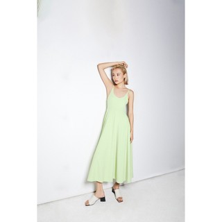 Dottie - đầm thun midi dáng xòe nữ xanh bơ d0400