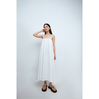 DOTTIE - Đầm midi hai dây dáng xòe nữ trắng D0323