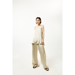 DOTTIE - Quần lụa ống rộng nữ xanh Q0259