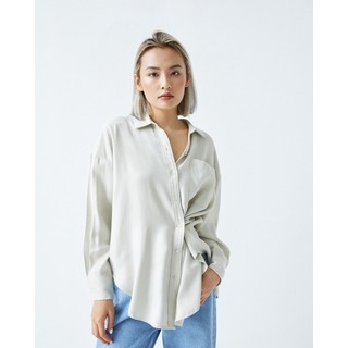DOTTIE - Áo sơ mi cài nút lệch nữ nâu T0462