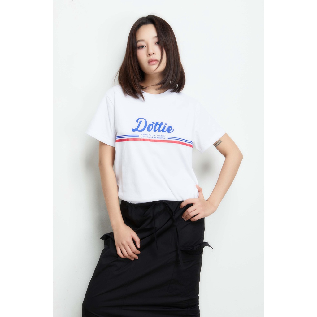 DOTTIE Áo thun in chữ Dottie T0664 + Quần dài ống rộng lưng thun Q0303