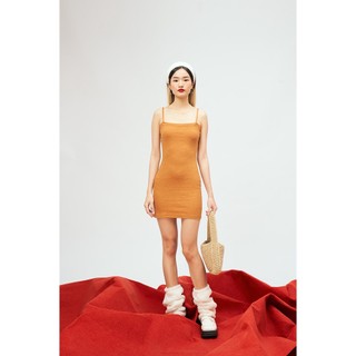 DOTTIE - Đầm thun ngắn hai dây nữ nâu D0268