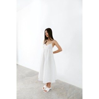 Dottie - đầm midi vải organza nữ trắng d0395