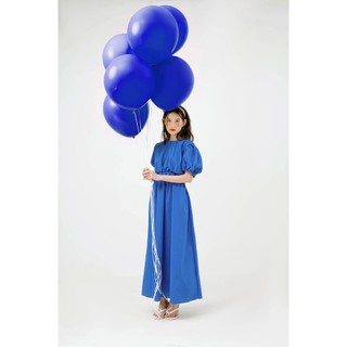 DOTTIE - Đầm midi tay phồng hở lưng nữ xanh lá D0253