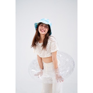 DOTTIE - Áo ngắn rút dây nữ trắng kem T0320