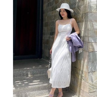 Dottie - đầm dài cơ bản vải dập nổi nữ trắng d0242