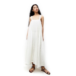 Dottie - đầm dài hai dây vải đục lỗ nữ trắng d0334