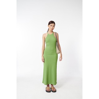 Dottie - đầm thun dài cổ yếm nữ xanh lá d0372