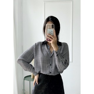 DOTTIE - Áo Sơ Mi Caro Đen Nữ T2377