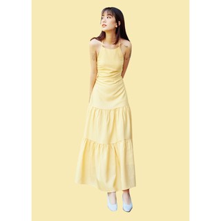 Dottie - đầm maxi cổ yếm vàng nữ td1239
