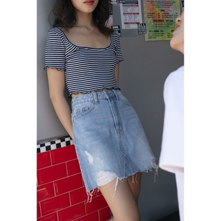 DOTTIE - Chân Váy A Xẻ Gấu SK517