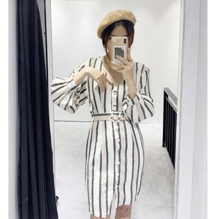 DOTTIE - Đầm Sọc Linen Nữ TD985