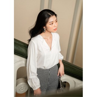 DOTTIE - Áo Tay Xếp Ly Trắng Nữ DOTTIE - T2493