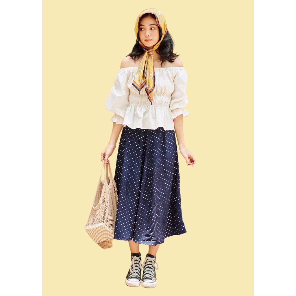DOTTIE - Chân Váy Maxi Chấm Bi SK512