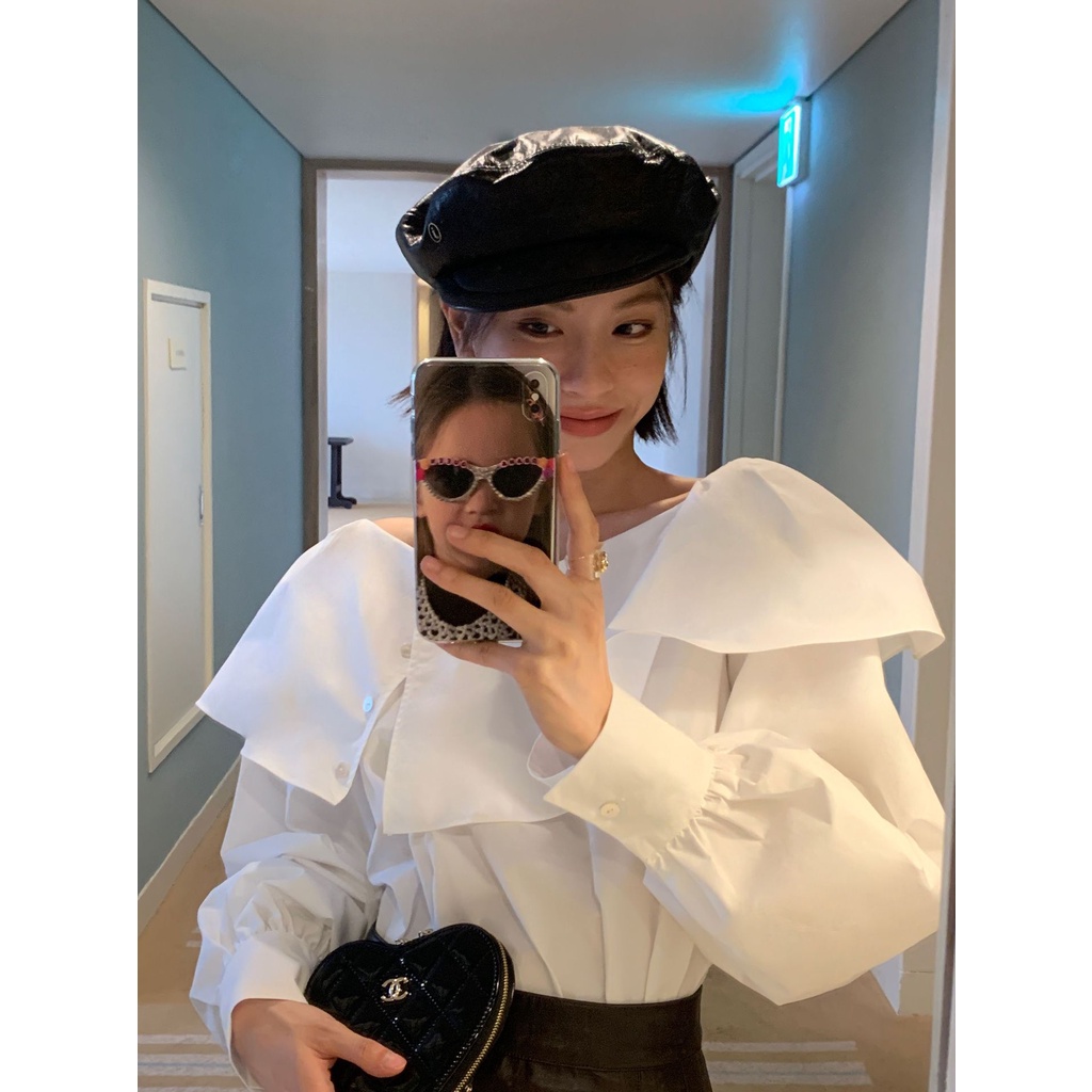 2023 early autumn french ruffled v-neck long-sleeved shirt women s new shirt 83168