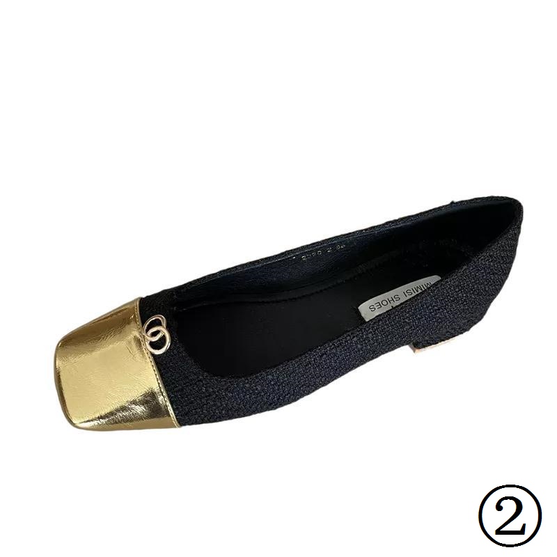 Giày Búp Bê Mũi Vuông Màu Vàng Phong Cách Pháp Thời Trang Xuân 2023 Sang Trọng Cho Nữ