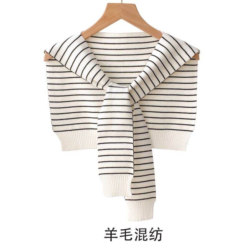 Khăn Choàng Cổ Bằng Len Họa Tiết Kẻ Sọc Thời Trang Xuân Thu Cho Nữ