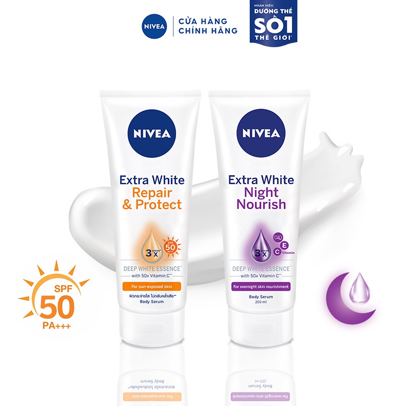 Bộ Đôi Serum Dưỡng Thể NIVEA Phục Hồi & Dưỡng Sáng Da Ngày & Đêm từ 8 Super Foods (180 ml) - 88314+88367