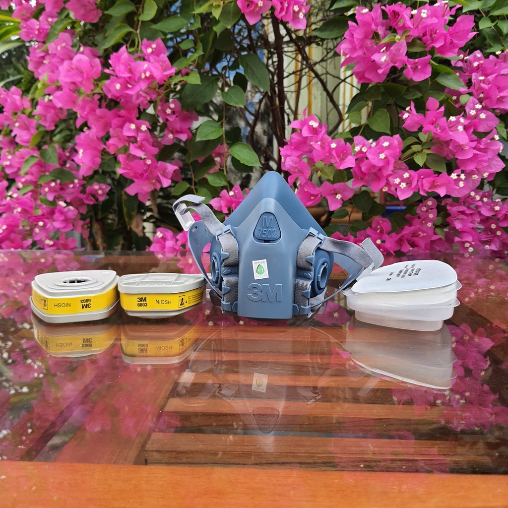 Mặt Nạ Phòng Độc 3M7502 Phin Lọc 3M6003 Kèm Kính, Phun Hóa Chất,Hàn xì, Phun Sơn, Phun Thuoc Trừ Sâu, Chống Bụi Mịn